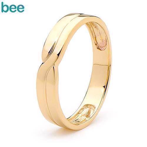 Image of 9 kt guld Gents Plait Fingerring blank fra Bee Jewelry